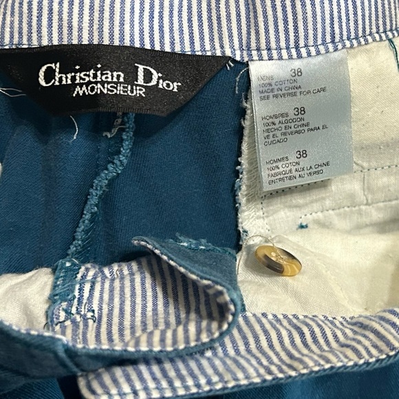 Vintage Christian Dior Monsieur Teal Shorts Pleated Blue Button Men’s Size 38 - Picture 8 of 9